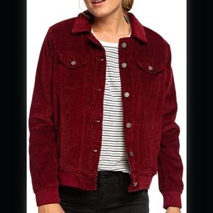 Burgundy corduroy Sherpa lined jacket